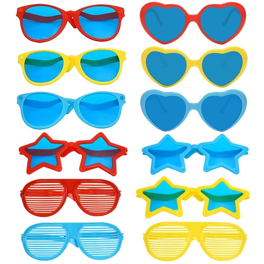 3204 12 Pieces Jumbo Plastic Sunglasses,Multi-style Novelty Clown Funny